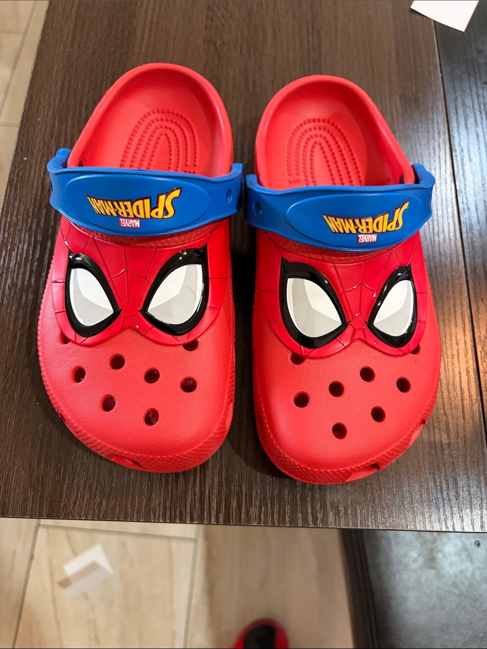 CROCS Kids Red and Blue Spider-Man Slide Sandals